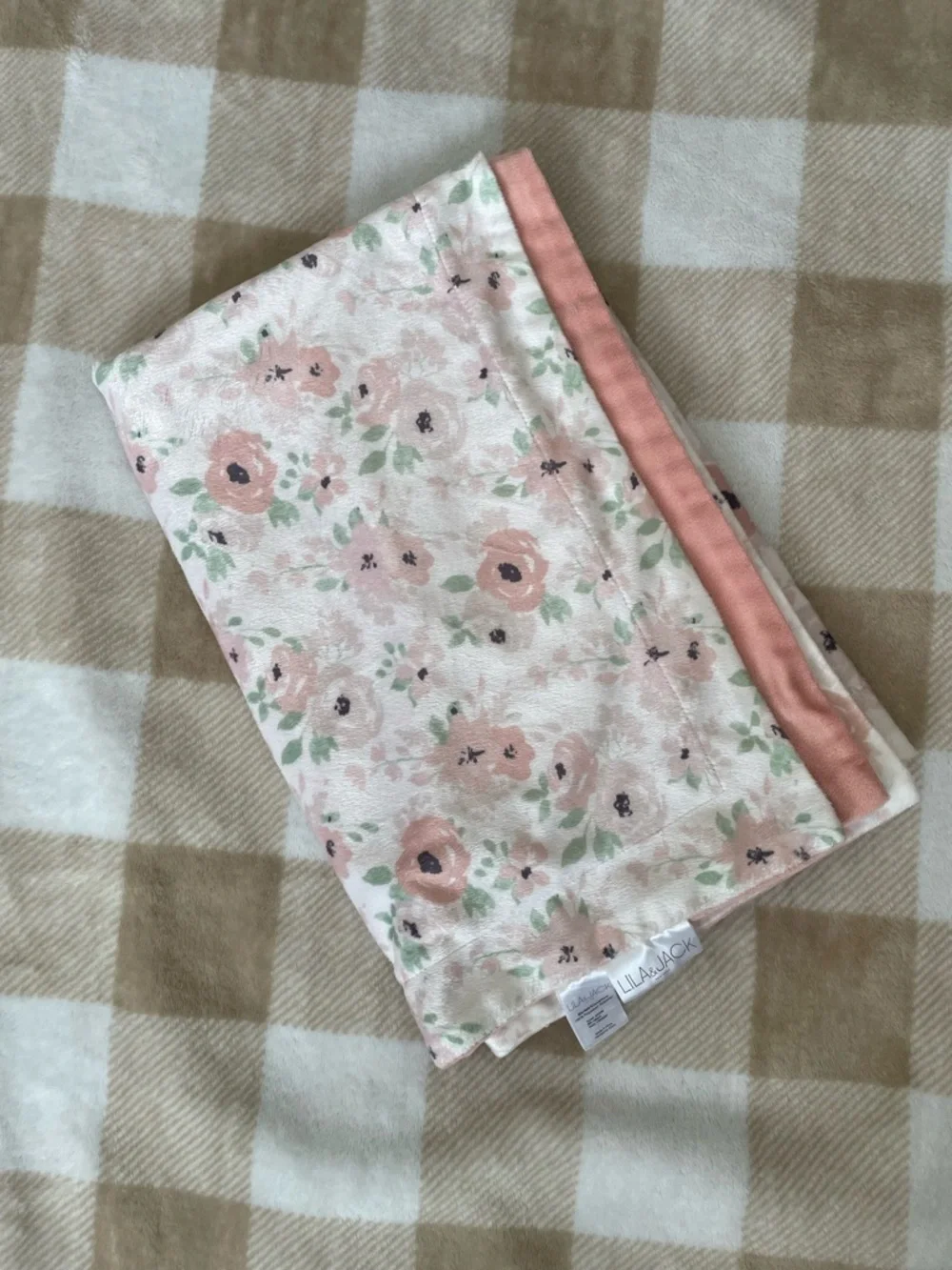 Lila & Jack Lullaby Floral Soft Pink Baby Blanket EUC  31x40 inches